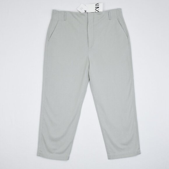 NEW ZARA Perfect Khaki Stone Trouser Pants Slightly Tapered - Picture 2 of 4